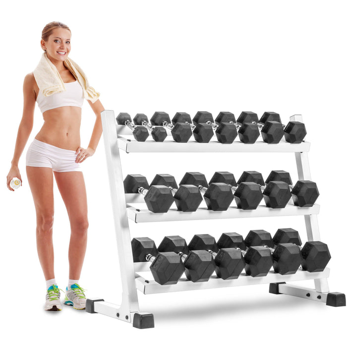 XMark Fitness Three Tier Dumbbell Rack Angled Shelves XM-3107.1