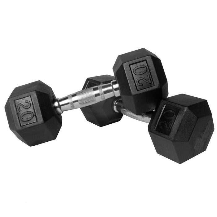 XMark Fitness Premium Quality Rubber Coated Hex Dumbbells (Pair)