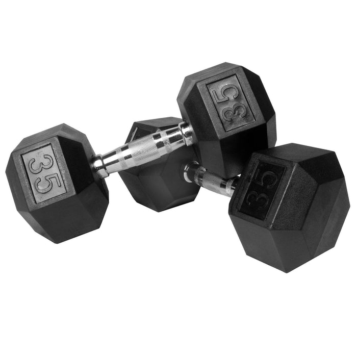 XMark Fitness Premium Quality Rubber Coated Hex Dumbbells (Pair)