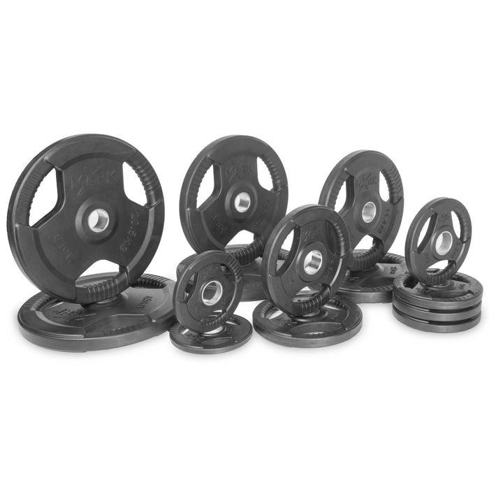 XMark Fitness Rubber Coated Tri-grip Olympic Plate Set XM-3377-BAL