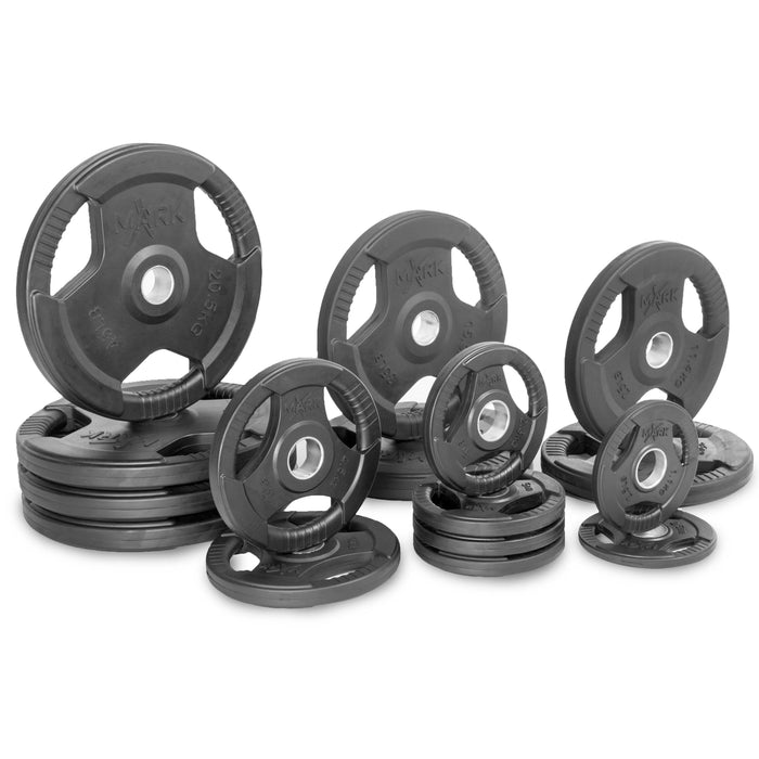 XMark Fitness Rubber Coated Tri-grip Olympic Plate Set XM-3377-BAL