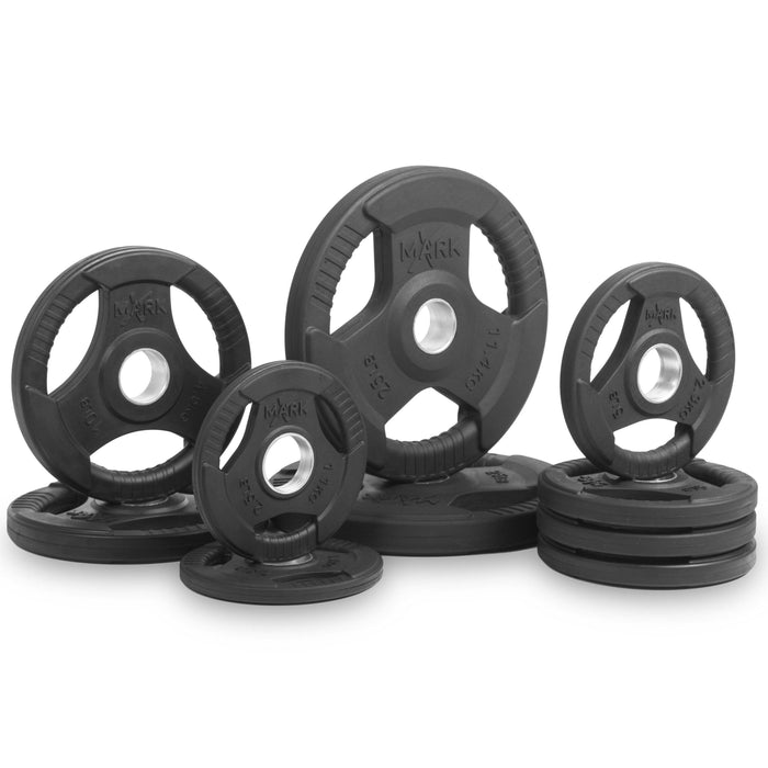 XMark Fitness Rubber Coated Tri-grip Olympic Plate Set XM-3377-BAL