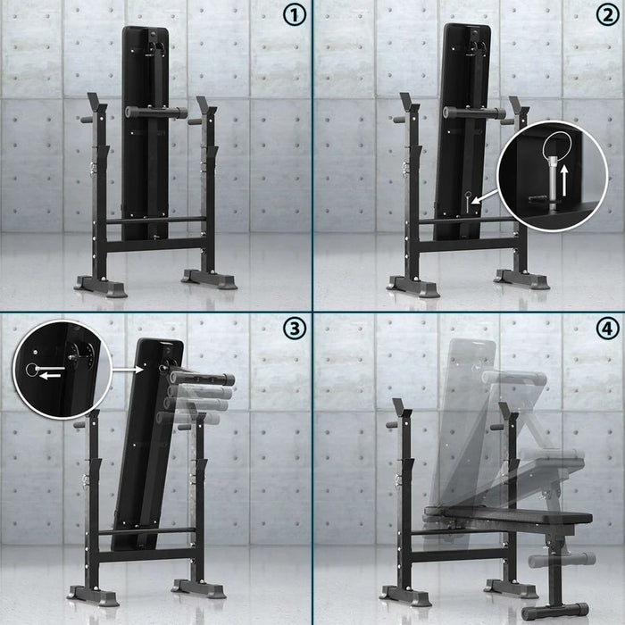 Synergee Adjustable Weight Bench with Barbell Rack