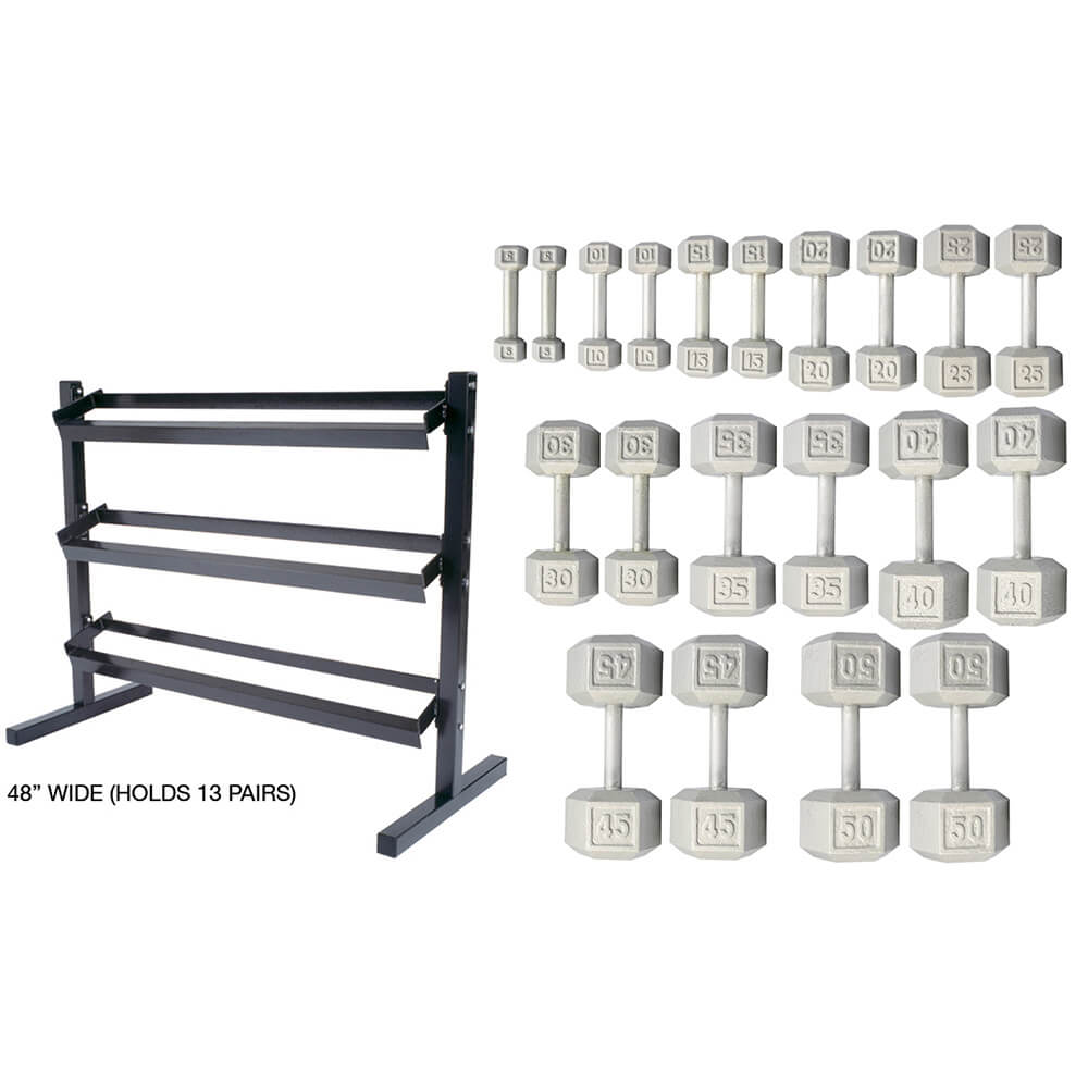 York Barbell 5-50lb Cast Iron Dumbbell Package