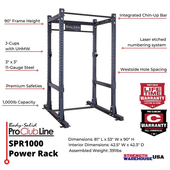 Body-Solid Pro Clubline Commercial Power Rack SPR1000