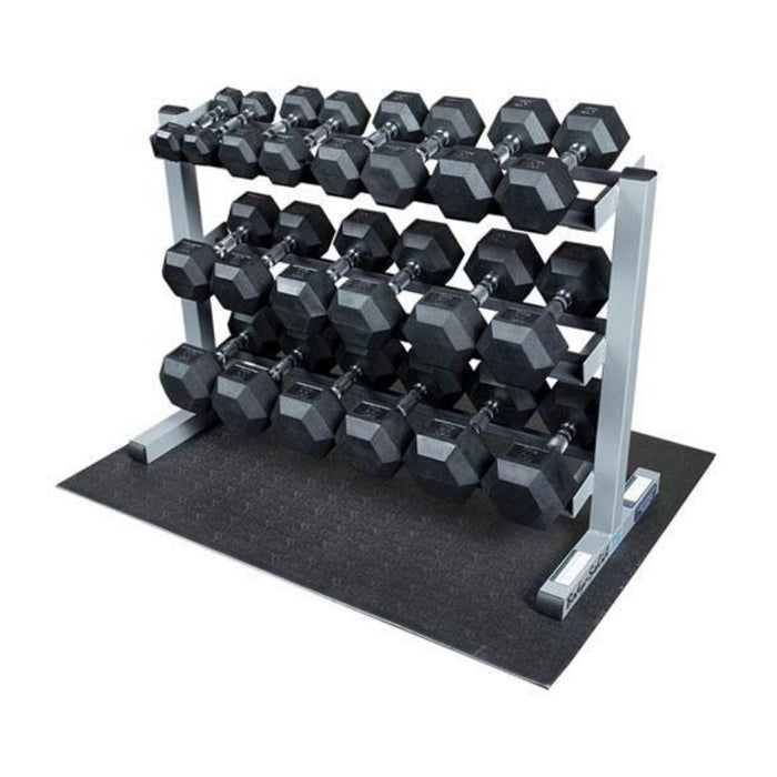 Body-Solid Rubber Hex Dumbbell 5-50lb Package